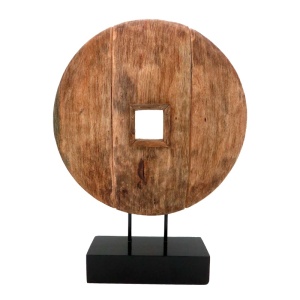 Asztali dekoráció, Cart, natúr mangófa és vas, 40x9x54 cm