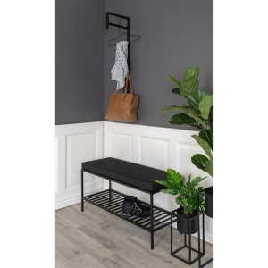 Banca pentru hol Vita, Negru, 36x100x48.5 cm - Img 3
