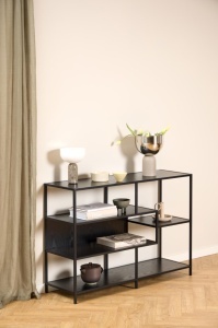 Biblioteca Seaford V1, Negru, 78x114x35 cm - Img 2