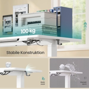 Birou reglabil pe inaltime Songmics, Balok, Alb, 140x80x121 cm - Img 5