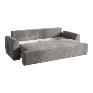 Canapea extensibila 3 locuri cu spatiu de depozitare Storida, Gri, 94x255x92 cm - Img 3