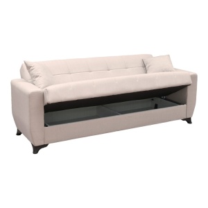 Canapea extensibila cu spatiu de depozitare Modesto, Bej, 215x75x85 cm - Img 5