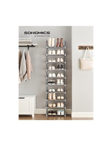 Cipőtároló, 20 párnak, Songmics, LSA025G02, szürke, 30 x 45 x 174 cm - Img 2
