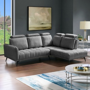 Coltar stanga, cu perne ajustabile, Serkas, Gri, 268x213x100 cm
