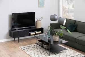 Comoda TV Angus, Negru, 44.5x140x40 cm