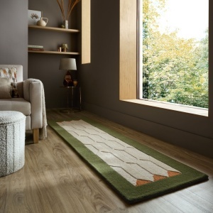 Covor traversa Apex Border Wool Verde 60x230 cm