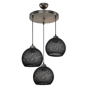 Csillár három égővel, PWL-1121, E27, fekete-bronz, 40x80 cm