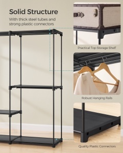 Cuier stander, Rylan, Negru, 205x43x166 cm - Img 5