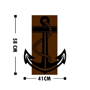 Fa és fém kép Anchor, dió, 41x58 cm - Img 3