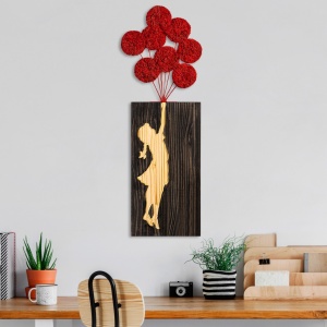 Fa és fém kép Banksy, dió, 34x99 cm