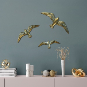 Fali dekoráció, Flying Seagulls, arany, 30x11x2 cm