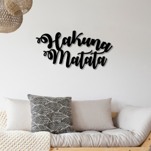 Fém fali dekoráció, Hakuna Matata, fekete, 70x35 cm