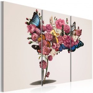 Festmény Butterflies, flowers and carnival, 90x60 cm - Img 1