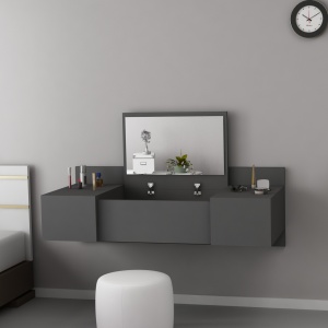 Fésülködőasztal és sminkasztal függő Zakkum, antracit, 100x33x39.1 cm