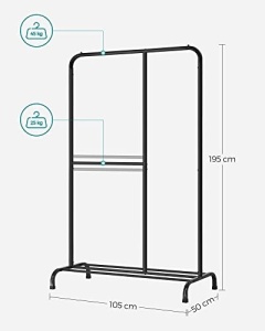 Fogas, Songmics, fekete, 105×50×195 cm - Img 7
