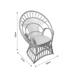 Fotel párnákkal, Boloni, natúr rattan, bézs, 100x67x120 cm - Img 5