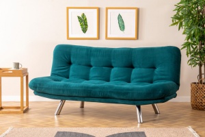 Kihúzható 3 személyes kanapé, Misa Small Sofabed, petrolzöld