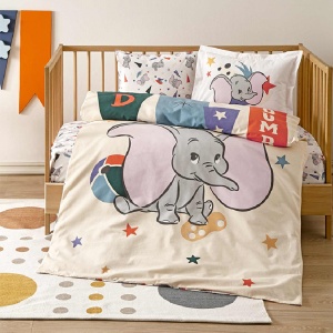 Kiságy ágyneműhuzat Cute, Dumbo, 100% pamut
