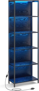 Könyvespolc, LED világítással, Vasagle, fekete, 60x30.3x178 cm
