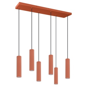 LED-es függőlámpa 3000K, Ivar 6L, piros, 80x20x200 cm