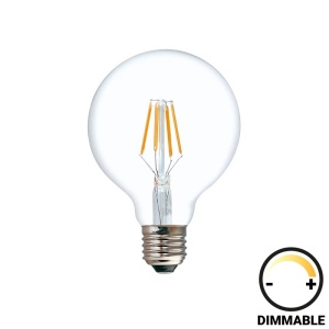 LED izzó, G95 Bulb, dimmelhető, 4W, E27, 200-220V, átlátszó, 8x8x12 cm