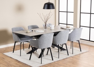 Masa dining Irwine, Gri, 76x210x90 cm - Img 4