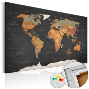 Parafa kép Secrets of the Earth [Cork Map], 90x60 cm