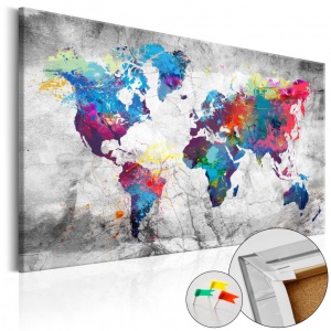 Parafa kép World Map: Grey Style [Cork Map], 90x60 cm
