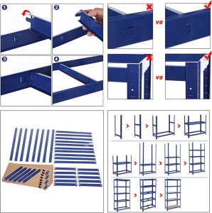 Polc 5 szintes, Songmics, 30 x 75 x 150 cm, kék, GLR30Q - Img 5