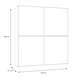 Ruhásszekrény, 2 ajtós, Noez I, fehér, 170.5x61x190.5 cm - Img 7