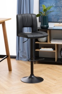 Scaun de bar Sylvia, Negru, 115x41.5x52 cm - Img 2