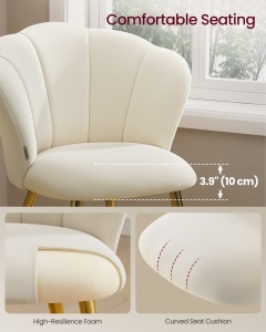 Scaun dining Laela, Crem, 62.5x60x80 cm - Img 4