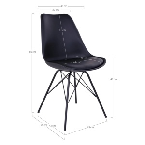 Scaun dining Oslo, Negru, 55x48x84 cm