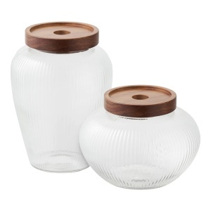 Set 2 piese Borcan de depozitare Maya, Sticla, 14.5x14.5x11 cm - Img 5