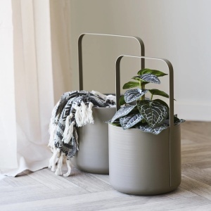 Set 2 piese Suporturi pentru ghivece, Maro, 24.5x24.5x38.5 cm - Img 2