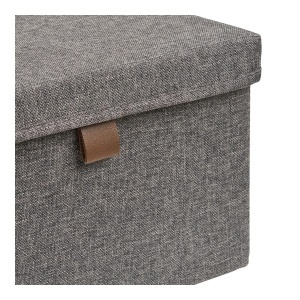 Set 3 piese Cutii de depozitare textile Noto, Gri inchis, 38x26x16 cm - Img 2