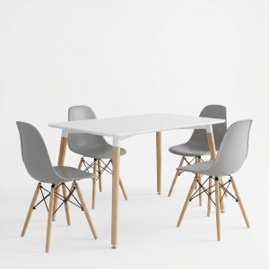 Set masa si scaune dining, 5 buc, Julita Natali, Gri, 120x80x76 cm - Img 2