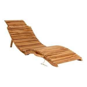 Sezlong reglabil pentru piscina Arrieta, Natural, 160x50x25 cm - Img 5