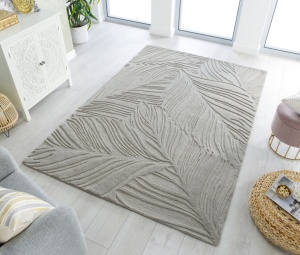 Szőnyeg leveles mintával, Flair Rugs, Lino, szürke, 200x290 cm