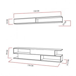TV komód szett, Sims, fehér-teak - Img 8