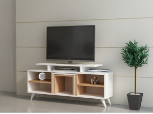 TV-szekrény, Kutay, Fehér, Teak