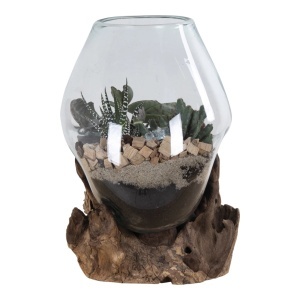 Vaza sculptata decorativa Waterdrop, Natural, 20x18x20 cm - Img 3