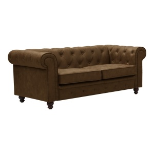 2-személyes kanapé, Chesterfield, barna, 160x84x67 cm