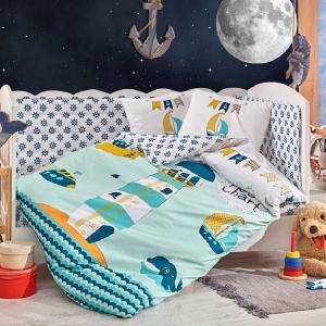 Ágyneműhuzat, Bebe Sailor, zöld, Pamut poplin