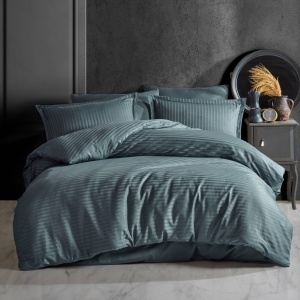 Ágyneműhuzat, Stripe Satin V1 Indigo Gray, deluxe szatén