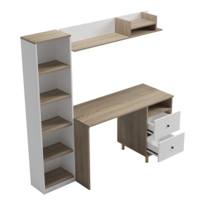 Birou cu biblioteca, Kontor, Pako, Alb 160x50x158.2 cm - Img 5