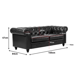 Canapea cu 2 locuri, stil chesterfield, Chesterfield, Pako, Verde inchis 160x67x84 cm - Img 4