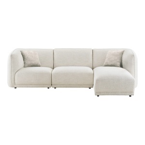 Canapea dreapta Noor, Alb murdar, 94x166x276x75 cm - Img 5