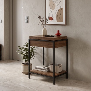 Consola cu spatiu de depozitare Odar, Nuc, 63x63x80 cm - Img 1