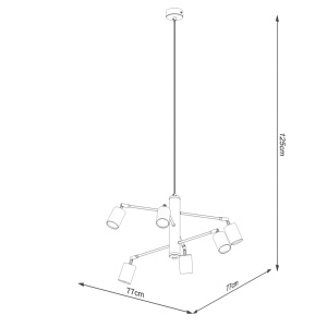 Csillár, Lemmi, fehér, 77x77x125 cm - Img 5